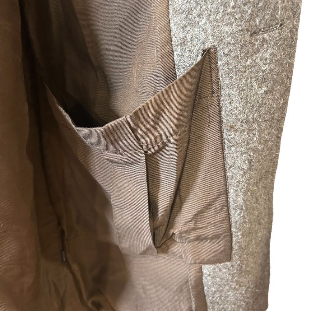WYTHE SHAWL COLLAR WOOL COAT IN BROWN/ CREAM CASENTINO TWILL - Picture 7 of 12